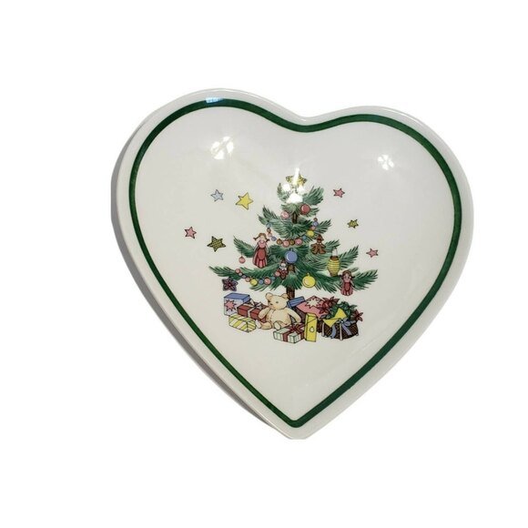 Nikko Christmas Heart Shaped Candy Dish Ceramic Tableware 6.5 inches - Picture 4 of 8